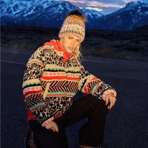 Maeve Lively Abstract Sherpa Jacketr